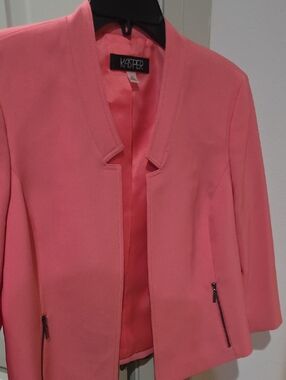 Kasper Coral Pink Open-Front Collarless Blazer